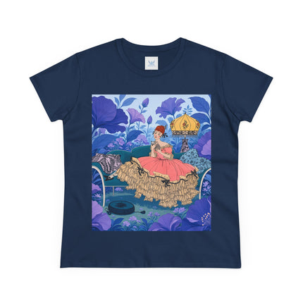 🌸🛋️ The Enchanted Garden Repose Cotton Tee – Art Deco Floral Whimsy