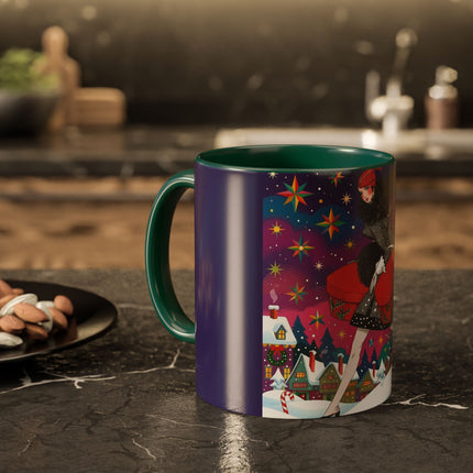 🎁✨ The Lady Of The Christmas Hatbox Colorful Mug – Art Deco Holiday Fantasy