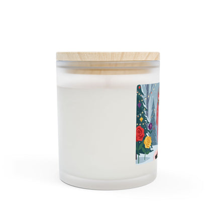 🌹🕯️ The Lady Of The Winter Rose Promenade Frosted Glass Candle – Art Deco Christmas Glamour