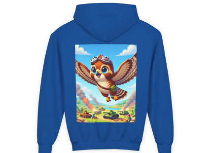 Red-Tailed Hawk in Battle Youth Heavy Blend Hooded Sweatshirt