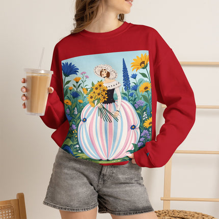 🌻🎀 The Sunflower Garden Bouquet Crewneck Sweatshirt – Art Deco Floral Elegance