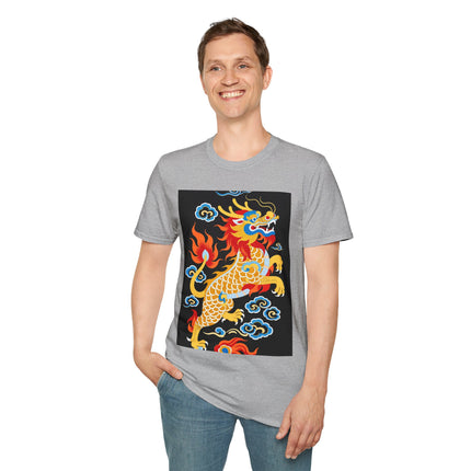 🐅🔥 The Golden Fire Tiger Softstyle T-Shirt – Celestial Flames & Eastern Fantasy
