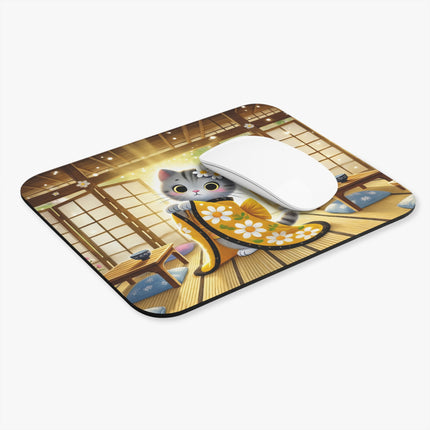 Playful Kitten in the Tea Room Mouse Pad – Curious Charm & Cozy Whimsy