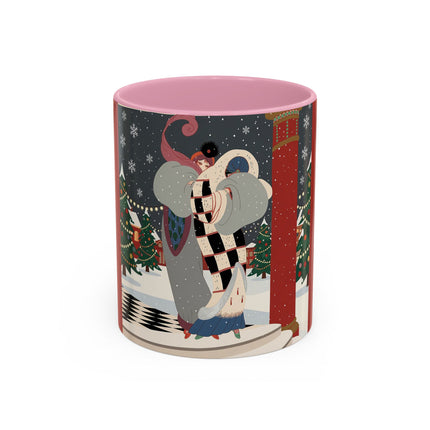 ❄️✨ The Winter Couture Promenade Colorful Mug – Art Deco Holiday Elegance
