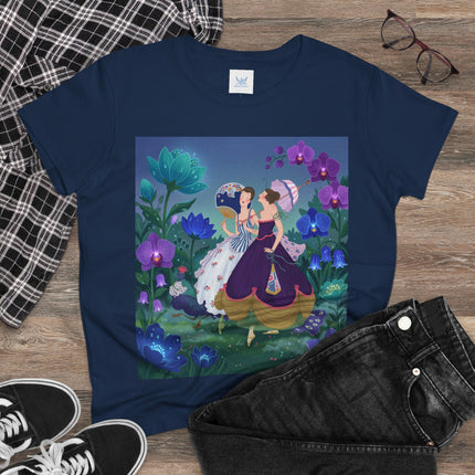 💜🌸 The Ladies Of The Enchanted Garden Cotton Tee – Art Deco Fashion Illustration