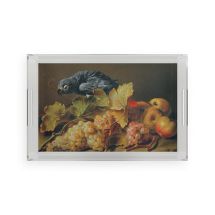 Still Life with Parrot and Grapes by Erasmus Von Engert Acrylic Serving Tray