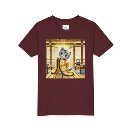 Playful Kitten in the Tea Room Youth Short Sleeve Tee