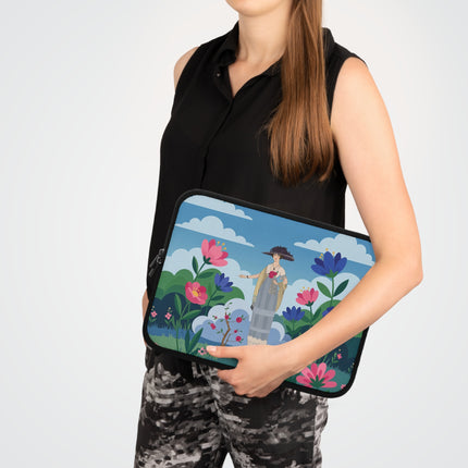 🌸🎀 The Lady In The Summer Garden Laptop Sleeve – Art Deco Floral Elegance