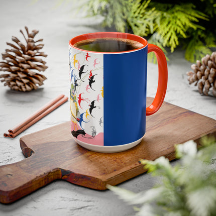 Flight of the Songbirds Colorful Mugs – Theatrical Whimsy & Colorful Harmony