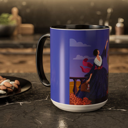 The Dawn Serenade Colorful Mug (11oz, 15oz) – Rooster Beauty, Morning Charm & Art Deco Elegance