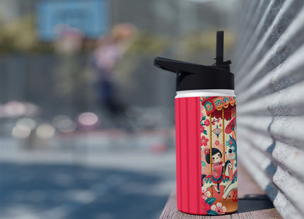 Geisha Kitten's Enchanted Carousel Ride Stainless Steel Water Bottle, Standard Lid