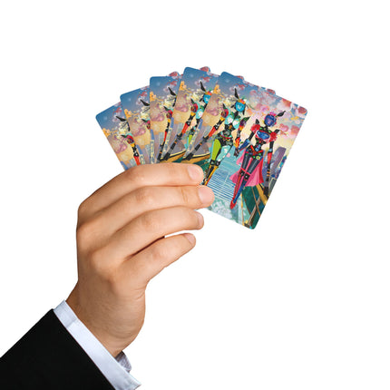 Cyber Punk Robot Models Playing Cards