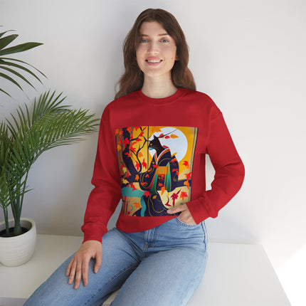 Black Cat in Kimono Unisex Heavy Blend™ Crewneck Sweatshirt