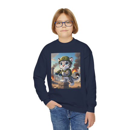 Snow Leopard Lookout Youth Crewneck Sweatshirt – Courage, Curiosity & High-Altitude Adventure