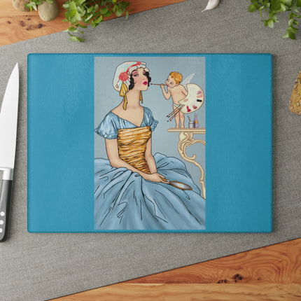 The Enchanting Painter: A Fairy's Artistic Touch Glass Cutting Board