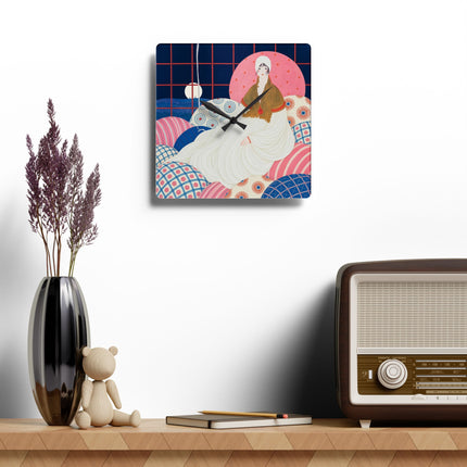 🌙🪶 The Lady Of The Midnight Salon Acrylic Wall Clock – Art Deco Bohemian Elegance
