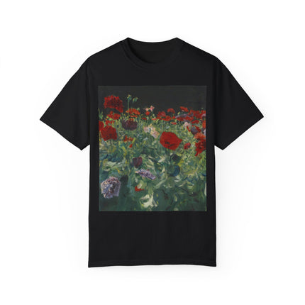 Poppies (A Study of Poppies for Carnation, Lily, Lily, Rose) by John Singer Sargent Unisex Garment-Dyed T-shirt
