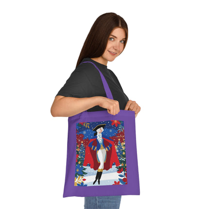 🎄🎭 The Christmas Masquerade Lady Cotton Tote Bag – Art Deco Holiday Glamour