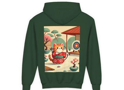 Archer Kitten in the Zen Garden Youth Heavy Blend Hooded Sweatshirt