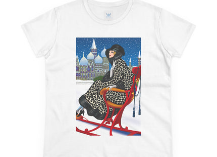 Elegant Winter Woman in Sleigh Women's Midweight Cotton Tee