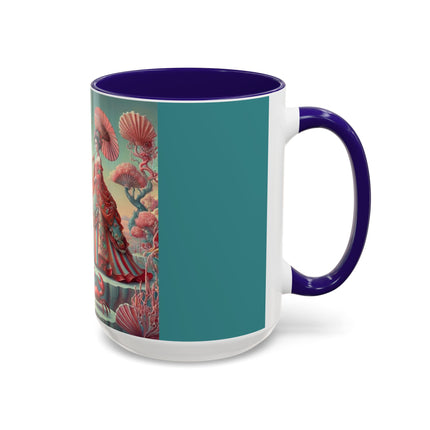 Cherry Blossom Courtesans & Crimson Crab Colorful Mug – Imperial Elegance & Playful Charm