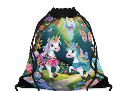Baby Unicorns and Fluttering Butterflies Drawstring Bag