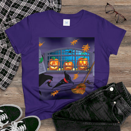 Whimsical Halloween Mischief Women's Midweight Cotton Tee