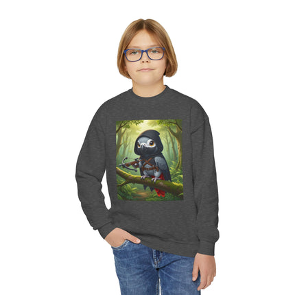 The African Grey Sentinel Youth Crewneck Sweatshirt – Wisdom, Courage & Woodland Adventure