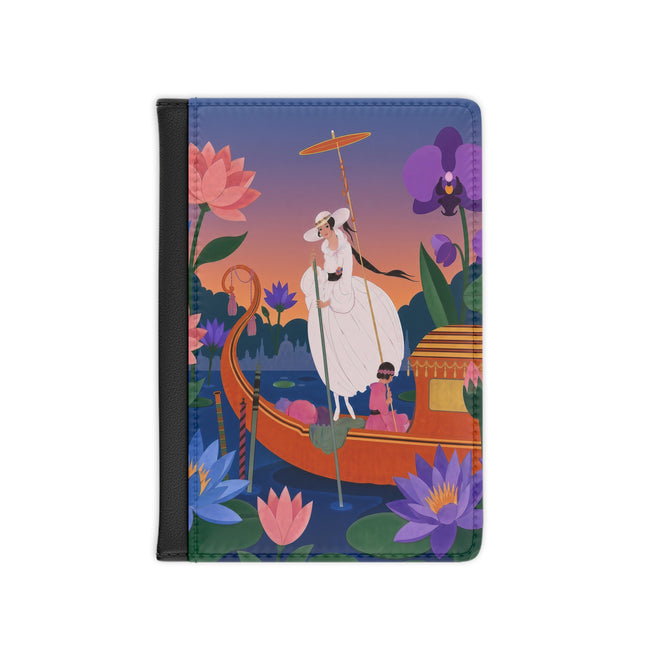 🪷🛶 The Lady Of The Lotus Lake Passport Cover – Art Deco Garden Voyage