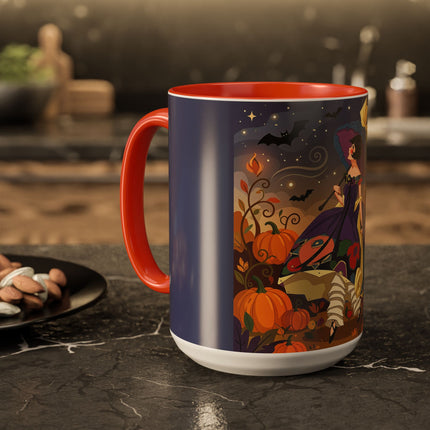 🌙🎃 The Moonlit Garden Walk Colorful Mug – Elegant Halloween Charm