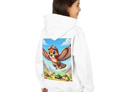 Red-Tailed Hawk in Battle Youth Heavy Blend Hooded Sweatshirt