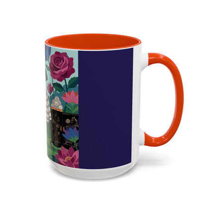 The Lady Of The Lotus Garden Colorful Mugs – Art Deco Botanical Elegance