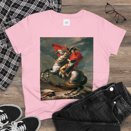 Napoleon Crossing the Alps by Jacques-Louis David Women's Midweight Cotton Tee