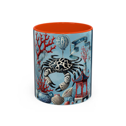 Spotted Crab & Pagoda Colorful Mug – Mystical Ocean & Asian Harmony