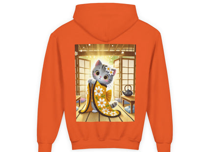 Playful Kitten in the Tea Room Youth Heavy Blend Hooded Sweatshirt