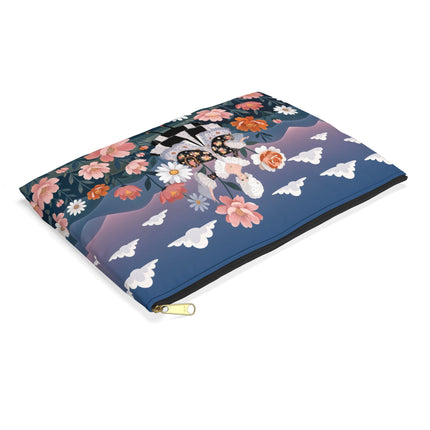 🌸🎀 The Grand Floral Promenade Accessory Pouch – Art Deco Fashion Fantasy