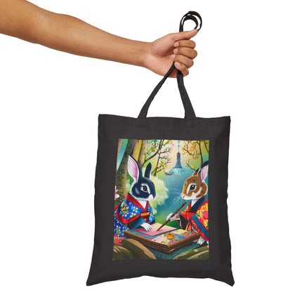 Fairy Animals Writing Wishes Cotton Canvas Tote Bag