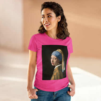 Girl with a Pearl Earring by Johannes Vermeer Women's Midweight Cotton Tee