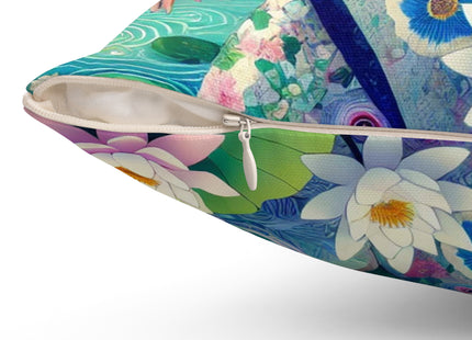 Fairy of the Koi Pond Spun Polyester Square Pillow