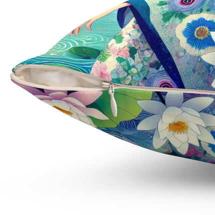 Fairy of the Koi Pond Spun Polyester Square Pillow