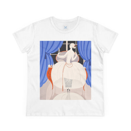 🦢💎 The Ivory Midnight Muse Cotton Tee – Art Deco Fashion Elegance