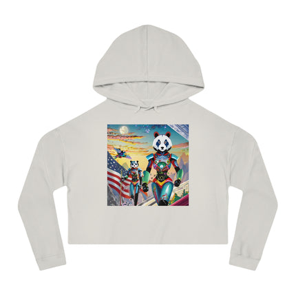 Cyber Punk Robots Cropped Hooded Sweatshirt