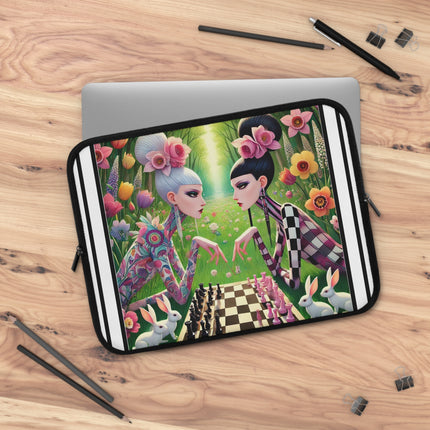 Spring Gambit: A Fairy’s Move Laptop Sleeve – Whimsical Chess & Spring Magic
