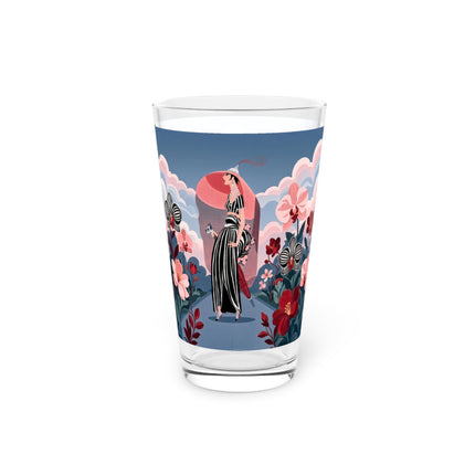 🌸🖤 The Striped Orchid Promenade Pint Glass – Art Deco Floral Fashion