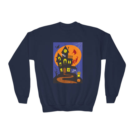Halloween Night at the Haunted House Youth Crewneck Sweatshirt