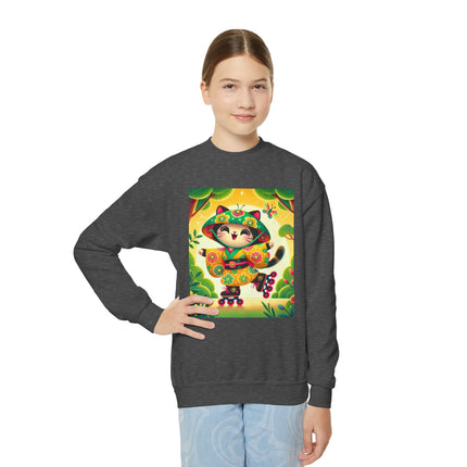 Firefly Dance on Wheels Youth Crewneck Sweatshirt – Motion, Magic & Playful Energy