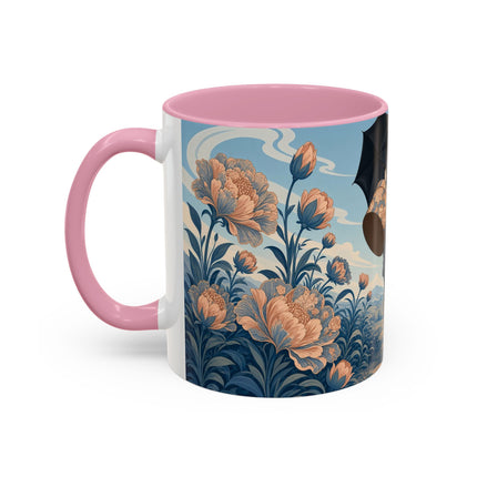 ☔🌸 The Grand Floral Journey Colorful Mug – Art Deco Travel Elegance