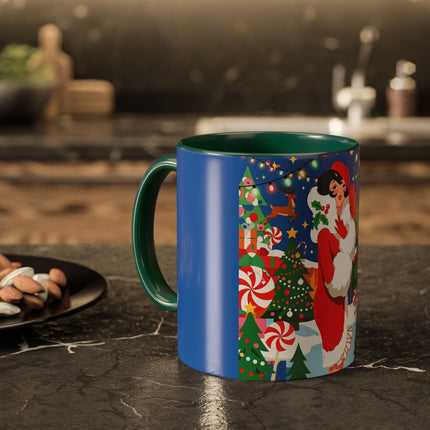 🦌🍬 The Lady Of The Peppermint Christmas Garden Colorful Mug – Colorful Art Deco Holiday Fantasy