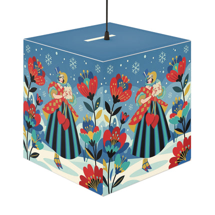 ❤️❄️ The Winter Heart Messenger Light Cube Lamp – Art Deco Snow Garden Fantasy