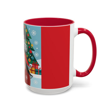 ❤️ The Lady Of The Crimson Scarf Colorful Mug – Art Deco Christmas Elegance